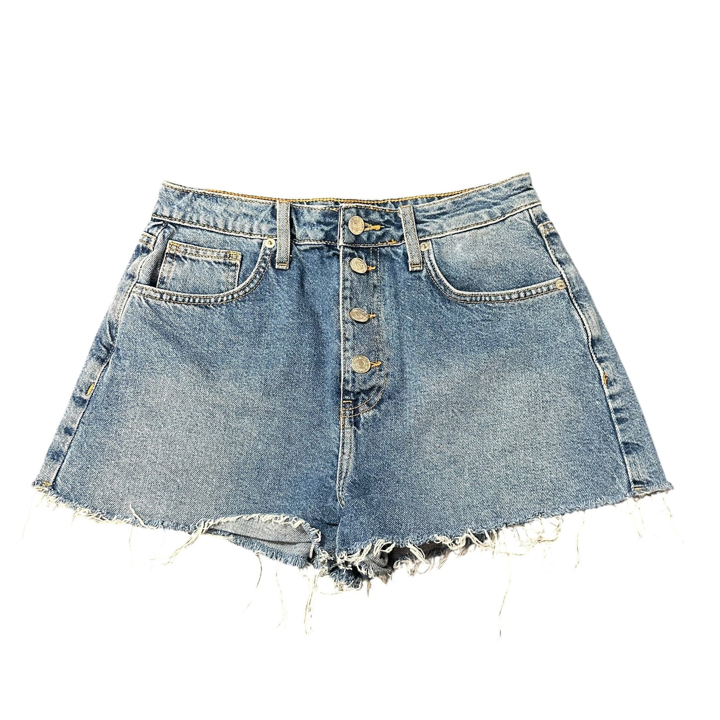 F21 DENIM BLUE JEAN CUT OFF SHORTS HIGH RISE 251 SZ 27