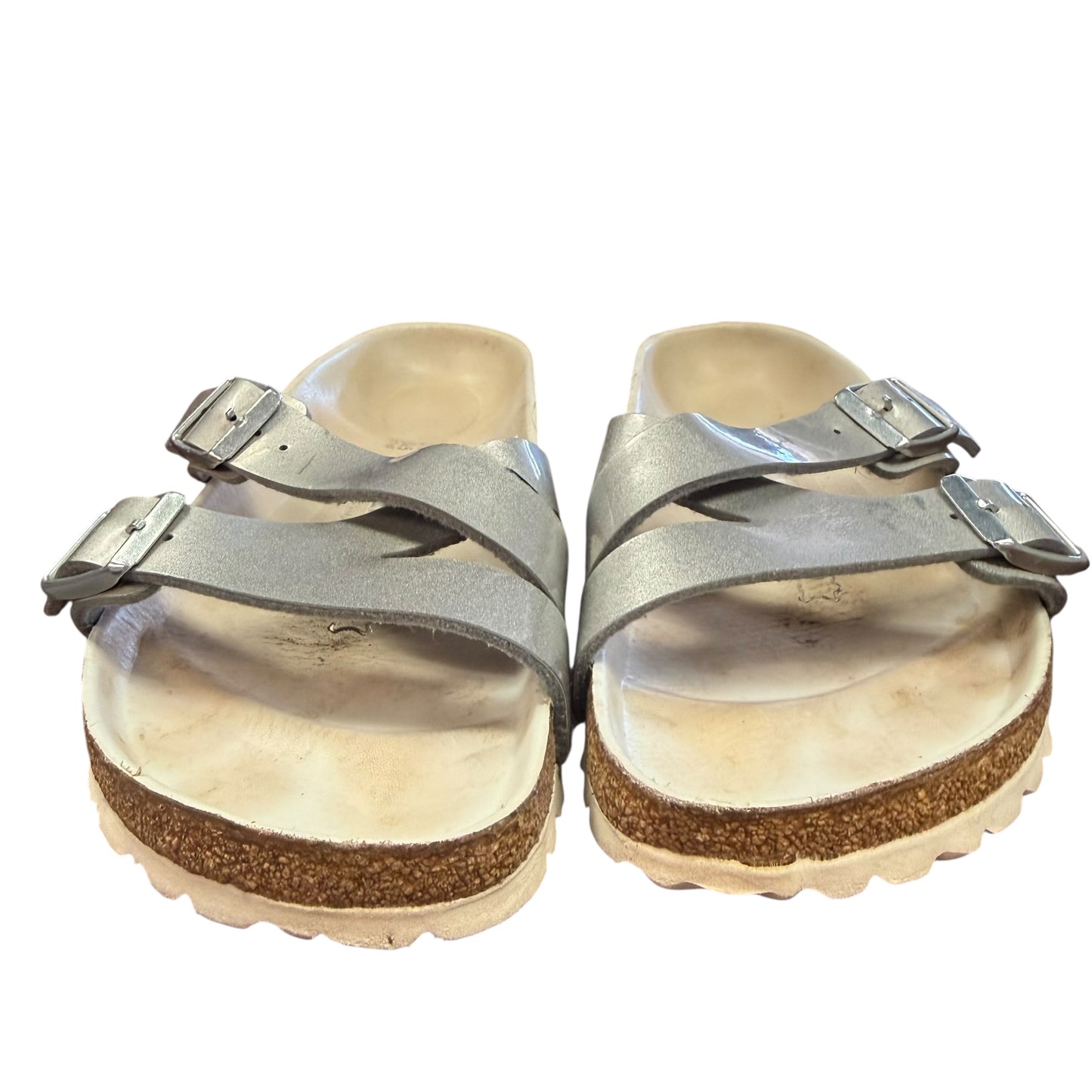 BIRKENSTOCK YAO BALANCE SANDALS SILVER BIRKO-FLOR 100 SZ 7