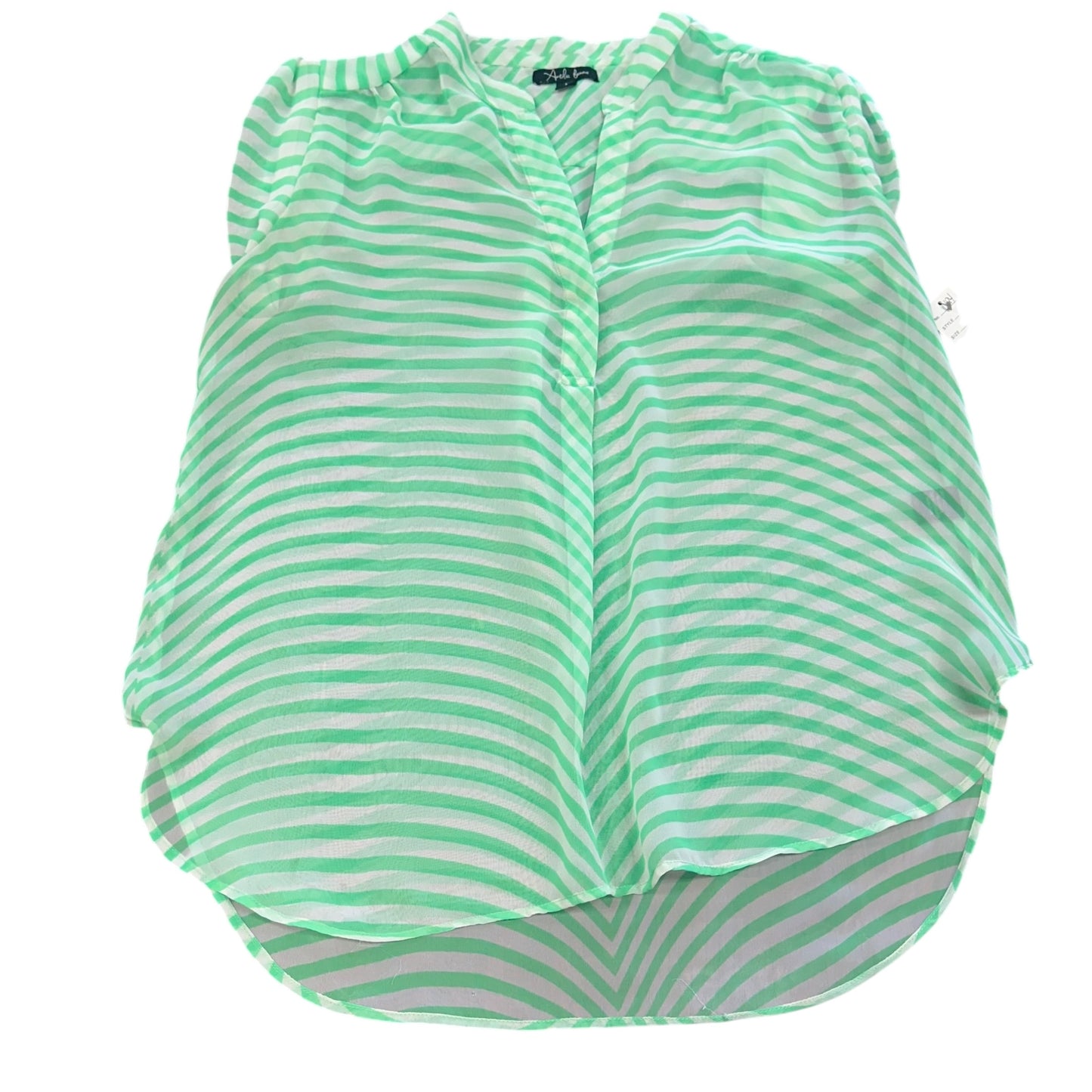 ANTILIA FEMME WHITE GREEN STRIPED BLOUSE 124 LARGE