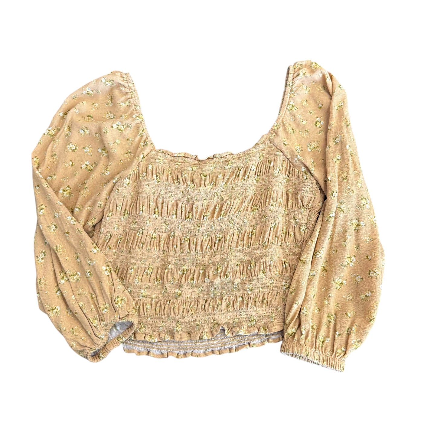 AMERICAN EAGLE YELLOW FLORAL SMOCKED BLOUSE 100 SMALL
