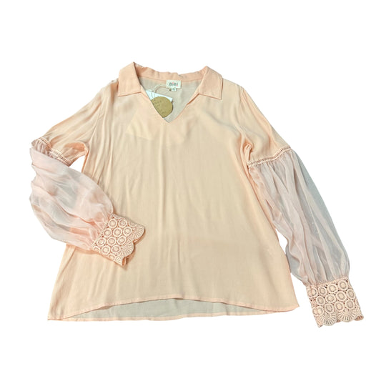 BIBI LIGHT PINK BLOUSE SHEER LONG SLEEVES NWT 100 SMALL