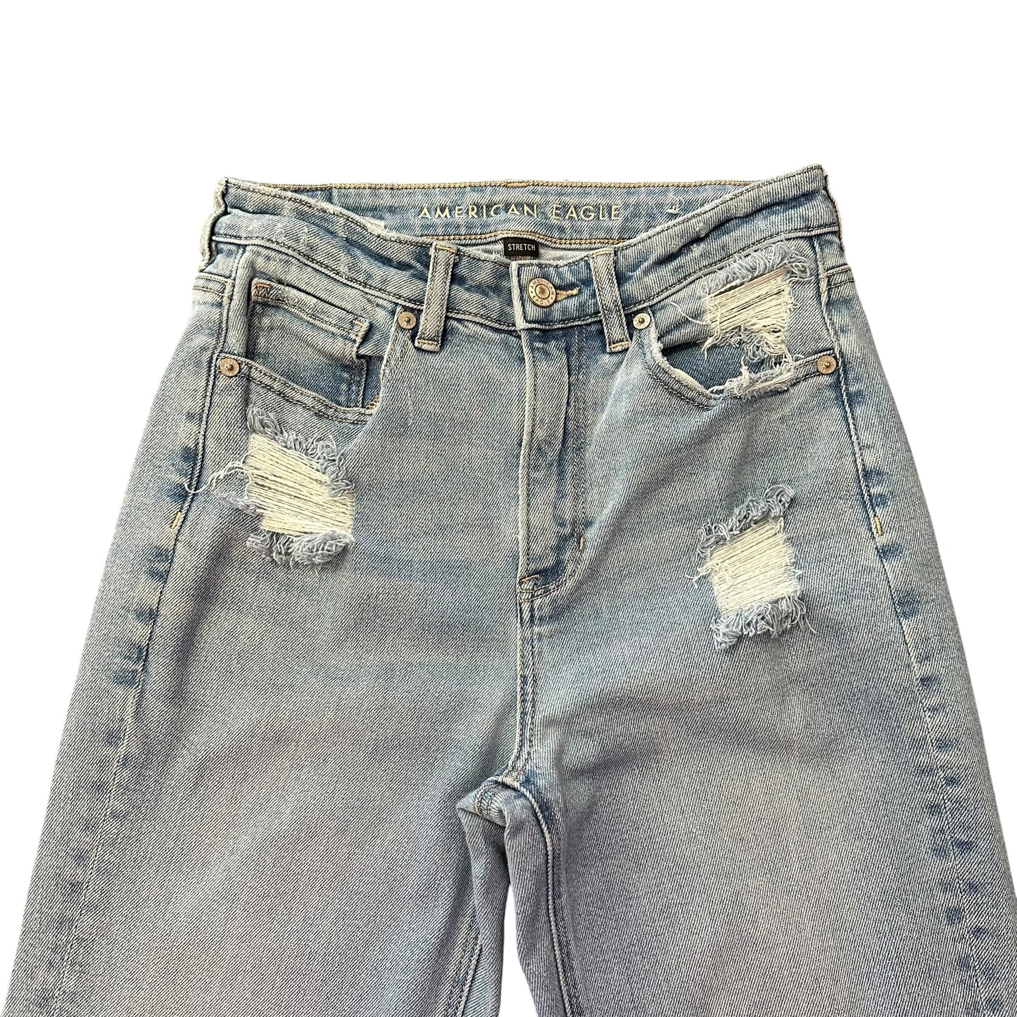 AMERICAN EAGLE BLUE DENIM JEANS MOM STRAIGHT 100 SZ 2