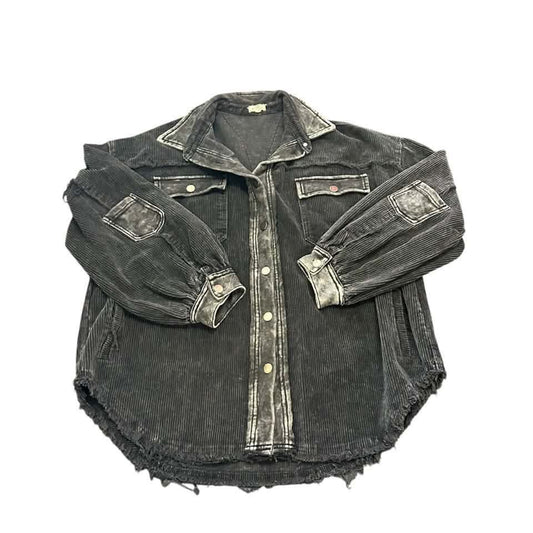 POL BLACK CORDUROY SHACKET LOOSE FIT 100 MEDIUM