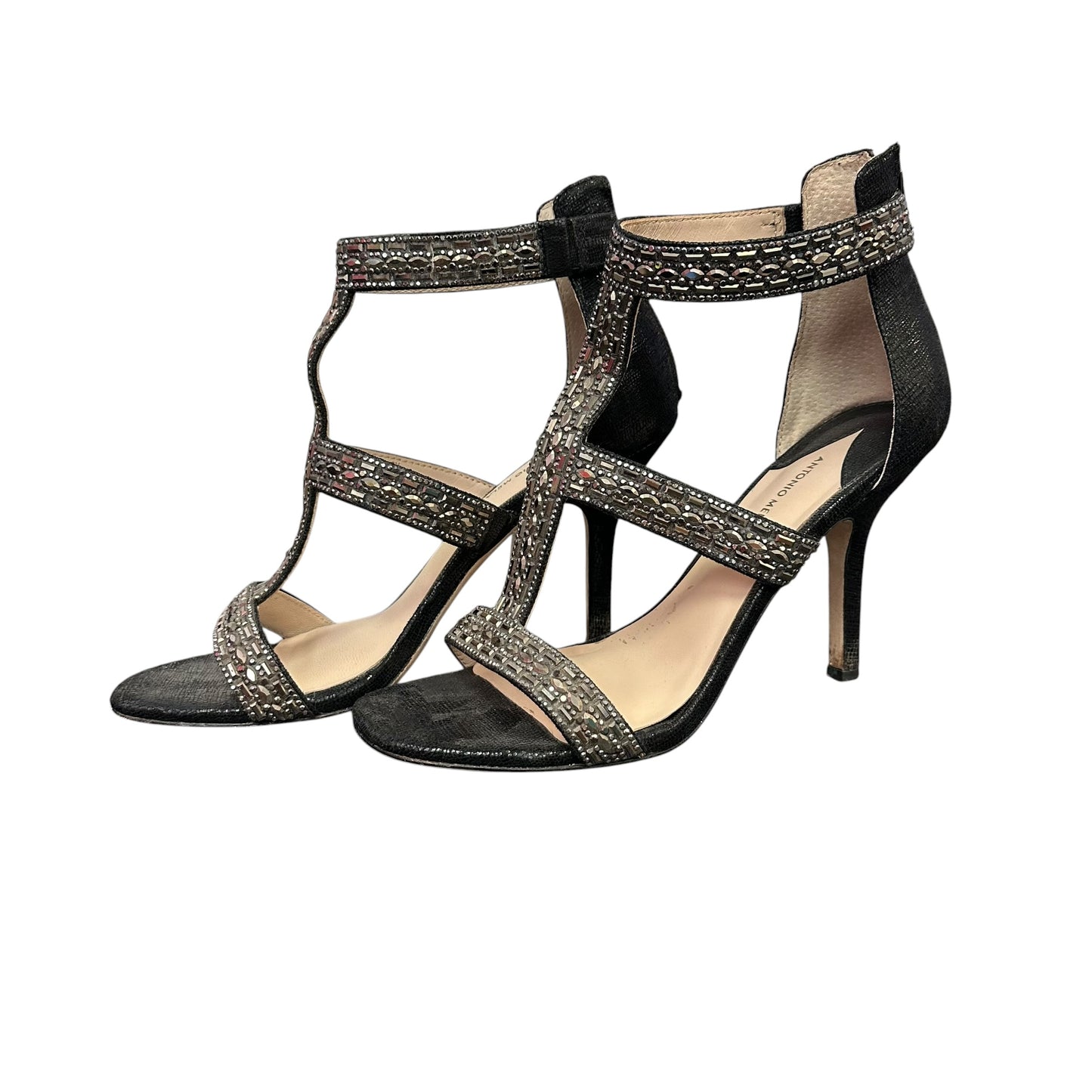 ANTONIO MELANI BLACK RHINESTONE HEELS 143 SZ 9