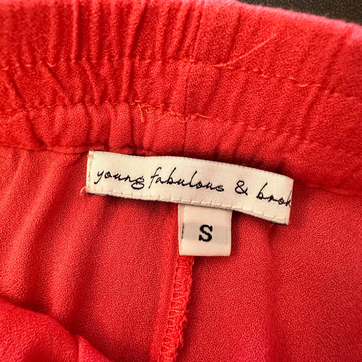 YOUNG FABULOUS & BROKE CORAL WIDE LEG PANTS 100 SMALL