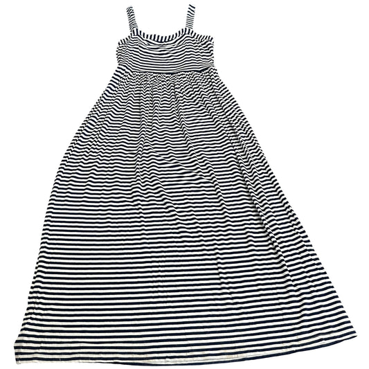 LOFT NAVY WHITE STRIPED SLEEVELESS MAXI DRESS MEDIUM PETITES