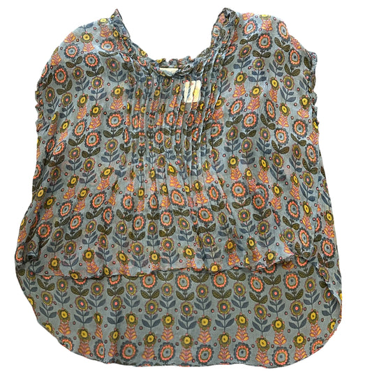NATURAL LIFE NAVY SEMI SHEER FLORAL BLOUSE 258 LARGE