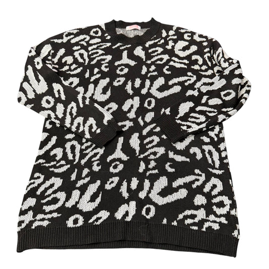 C+D+M BLACK WHITE ANIMAL PRINT SWEATER TUNIC LENGTH MEDIUM