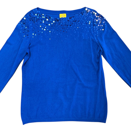 RUBY RD BLUE KNIT SEQUINS BLOUSE 200 MEDIUM