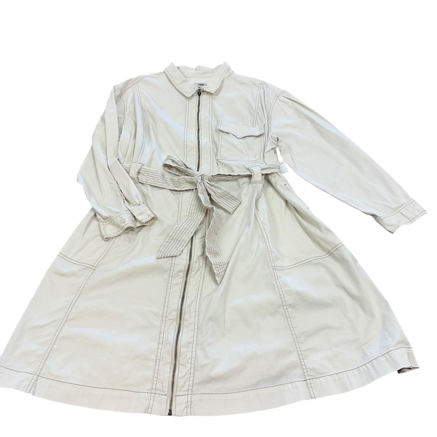 AVA & VIV BEIGE FRONT ZIP DRESS 123 3X