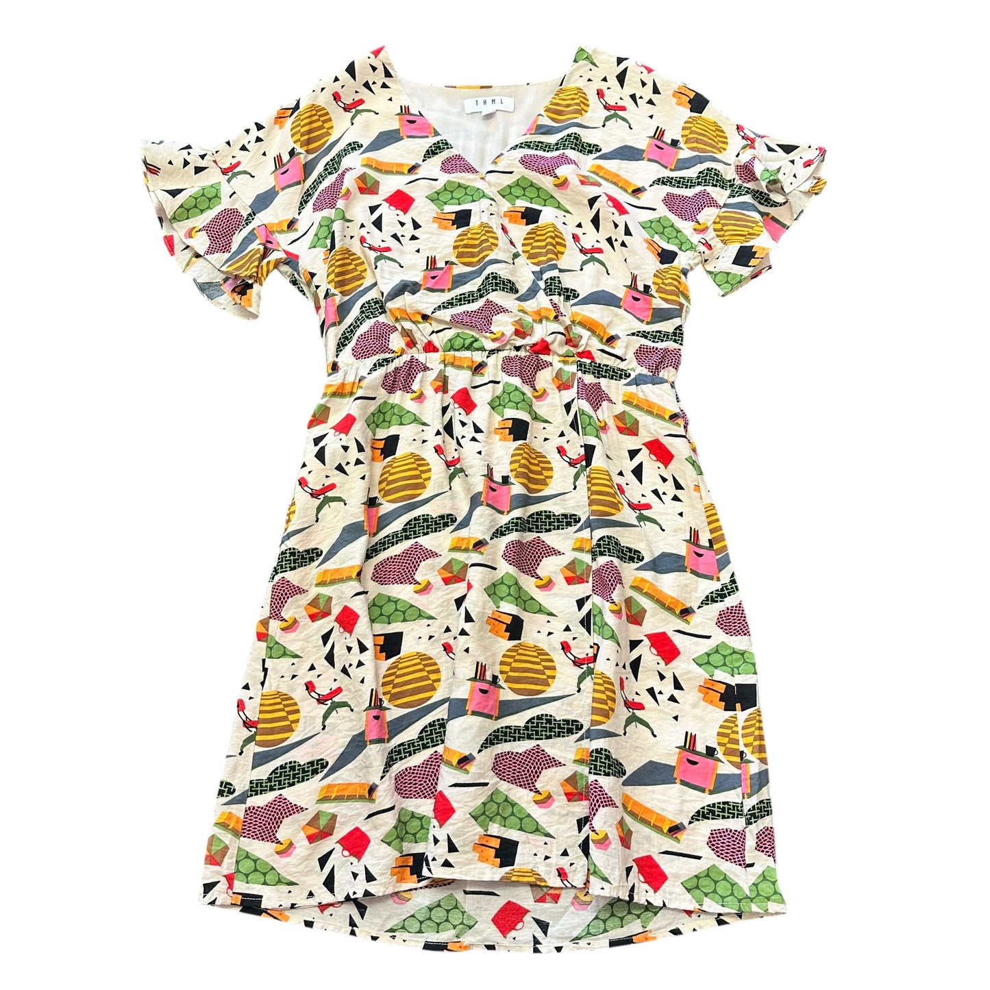 THML TAN COLORFUL DRESS 44 SMALL