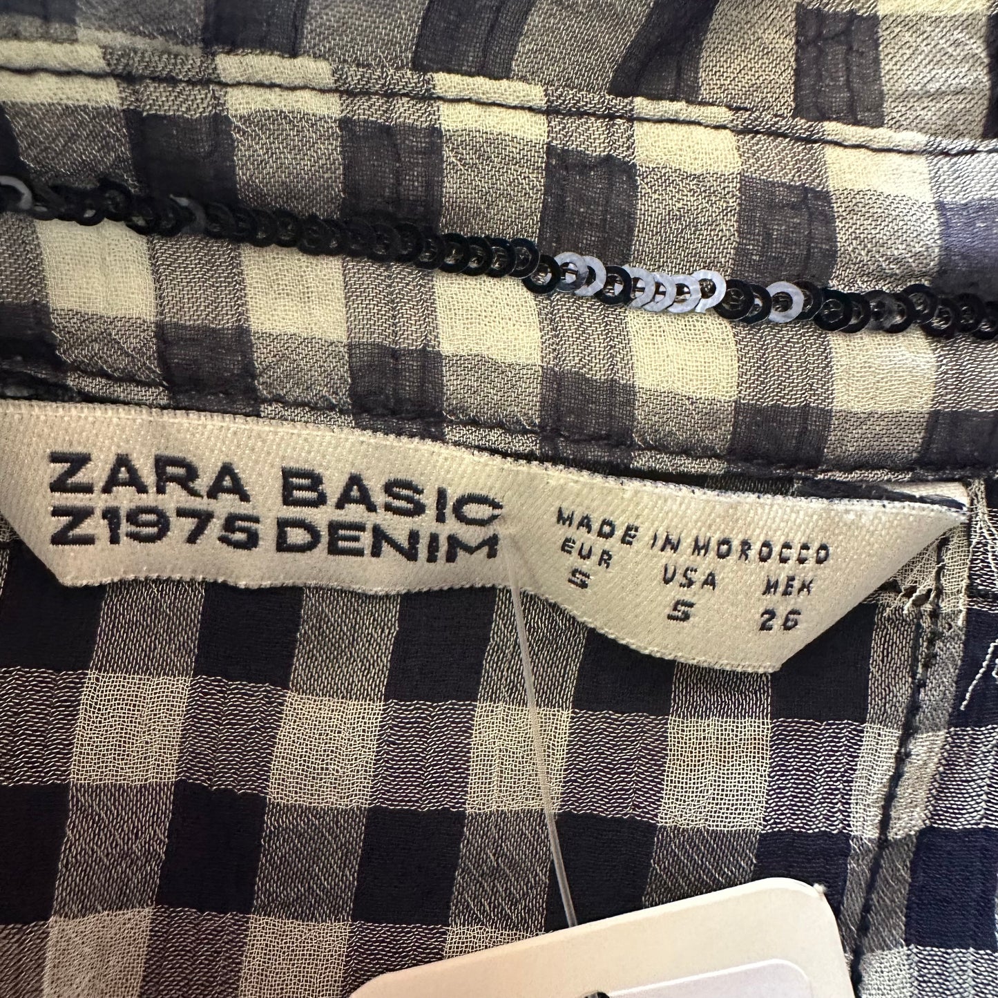 ZARA BASIC NAVY WHITE GINGHAM  BUTTONED DRESS 100 SMALL