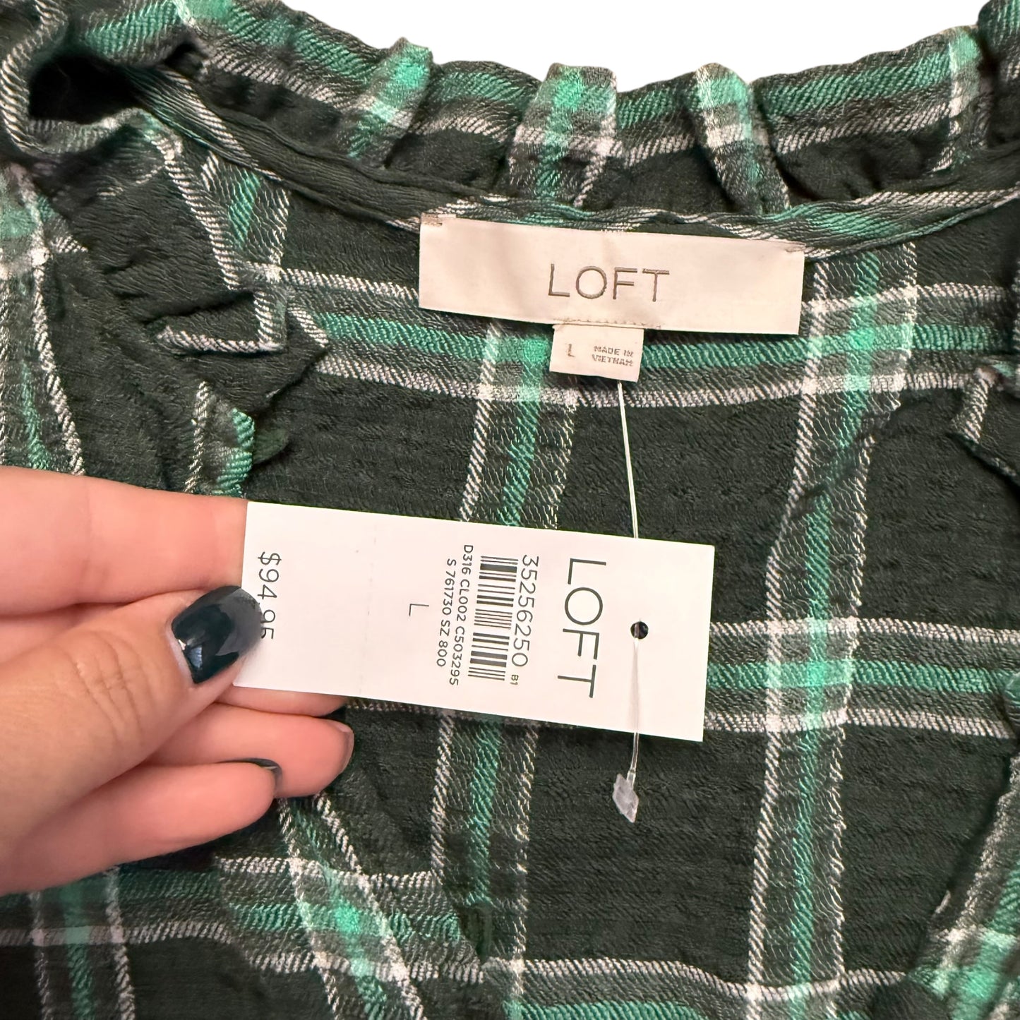 LOFT SMOCKED YOKE GREEN SWING DRESS NWT $94 100 LARGE