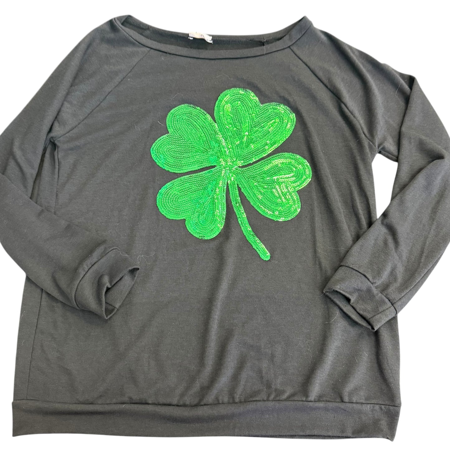 BIBI GREEN CLOVER SEQUINS SWEATSHIRT 100 XL