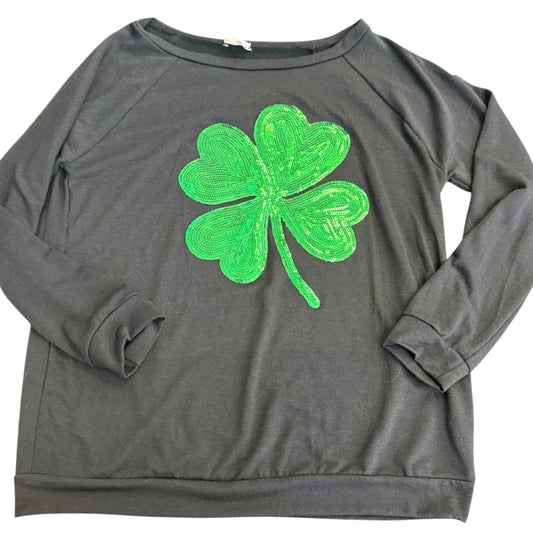 BIBI GREEN CLOVER SEQUINS SWEATSHIRT 100 XL