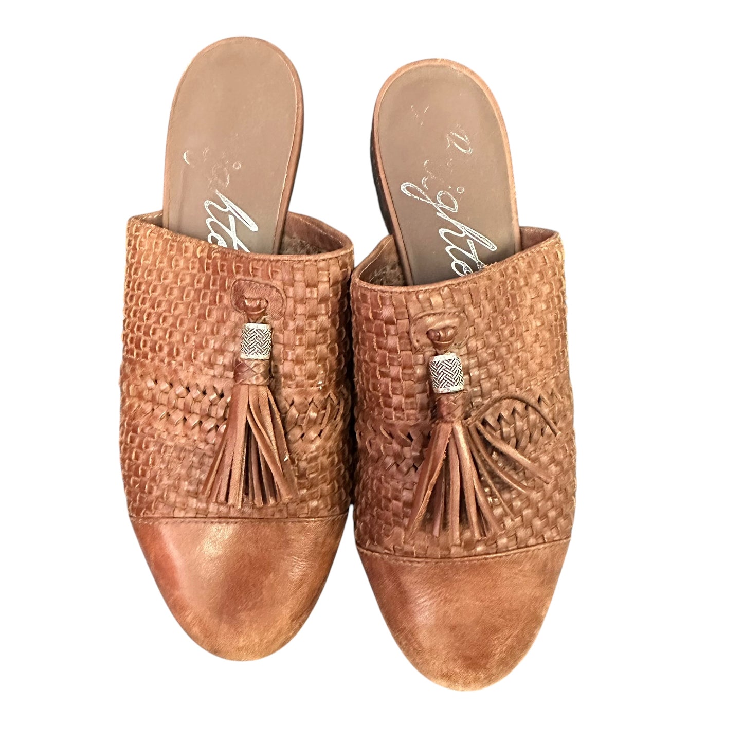 BRIGHTON BROWN LEATHER MULES 100 SZ 7