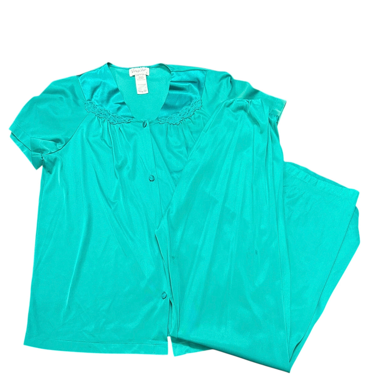 VANITY FAIR EMERALD GREEN PAJAMA SET VINTAGE 100 SMALL