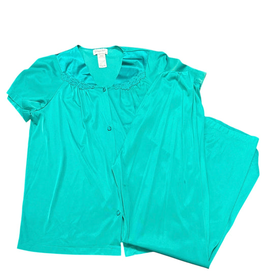 VANITY FAIR EMERALD GREEN PAJAMA SET VINTAGE 100 SMALL