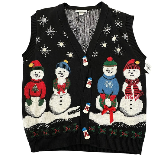 SWEATER LOFT BLACK CHRISTMAS SWEATER VEST 100 MEDIUM
