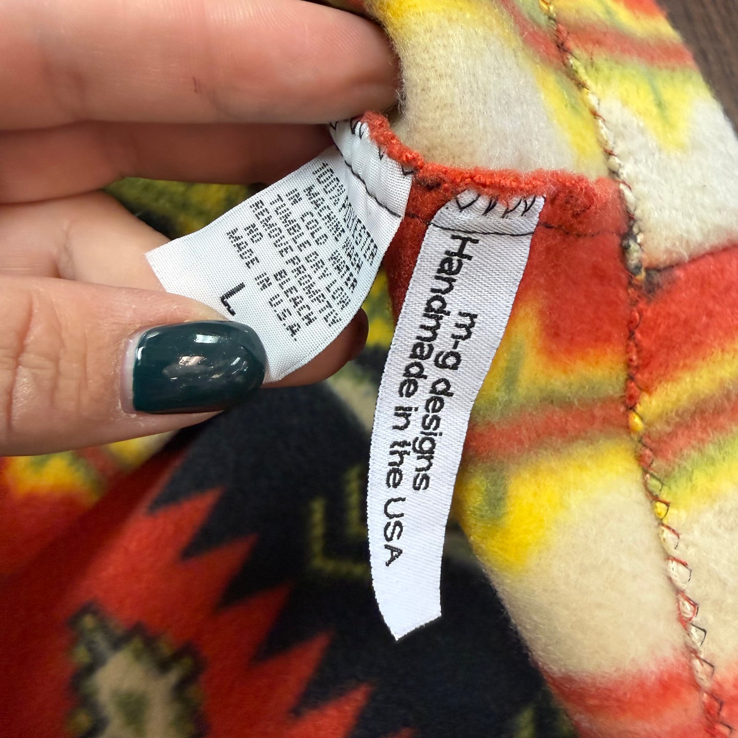 SOUTHWESTERN FLEECE OPEN VEST HANDMADE USA 100 LARGE