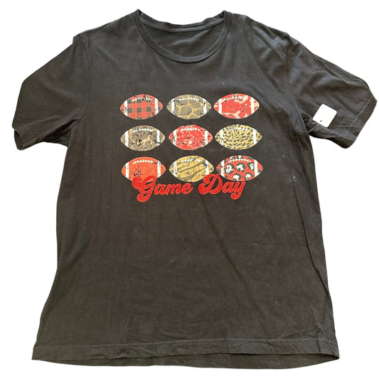 BLACK GAME DAY GLITTER T-SHIRT 268 XL