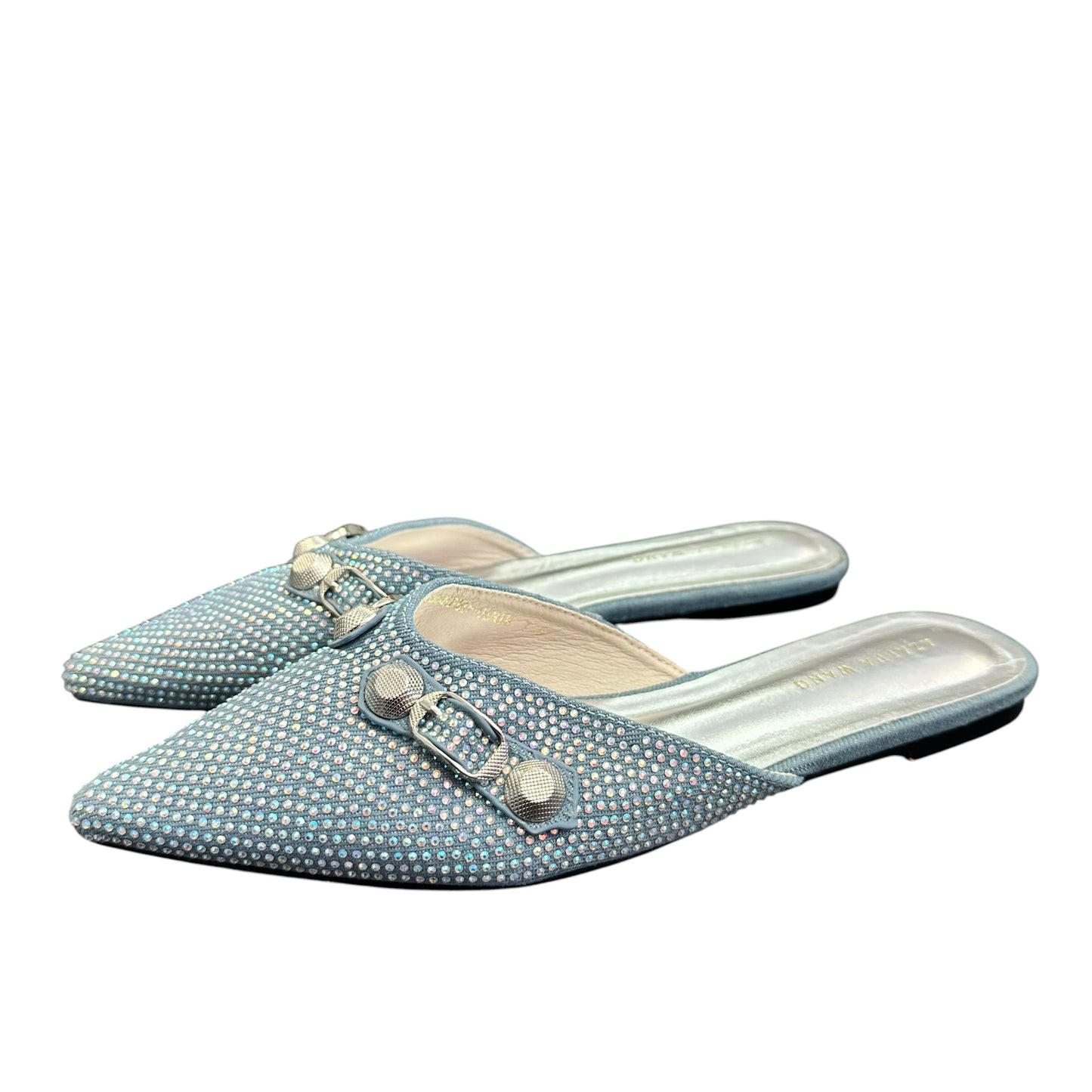 AZALEA WANG BLUE RHINESTONE MULES 246 7.5