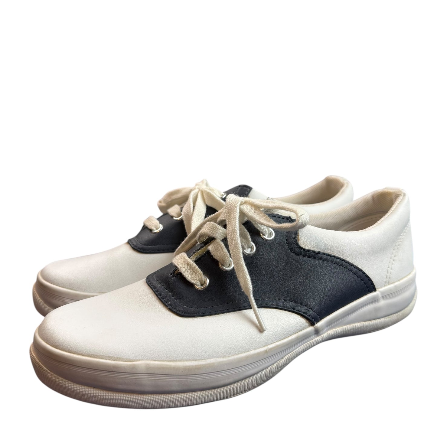 KEDS SCHOOL DAYS II LEATHER SNEAKERS WHITE NAVY 227 SZ 9.5