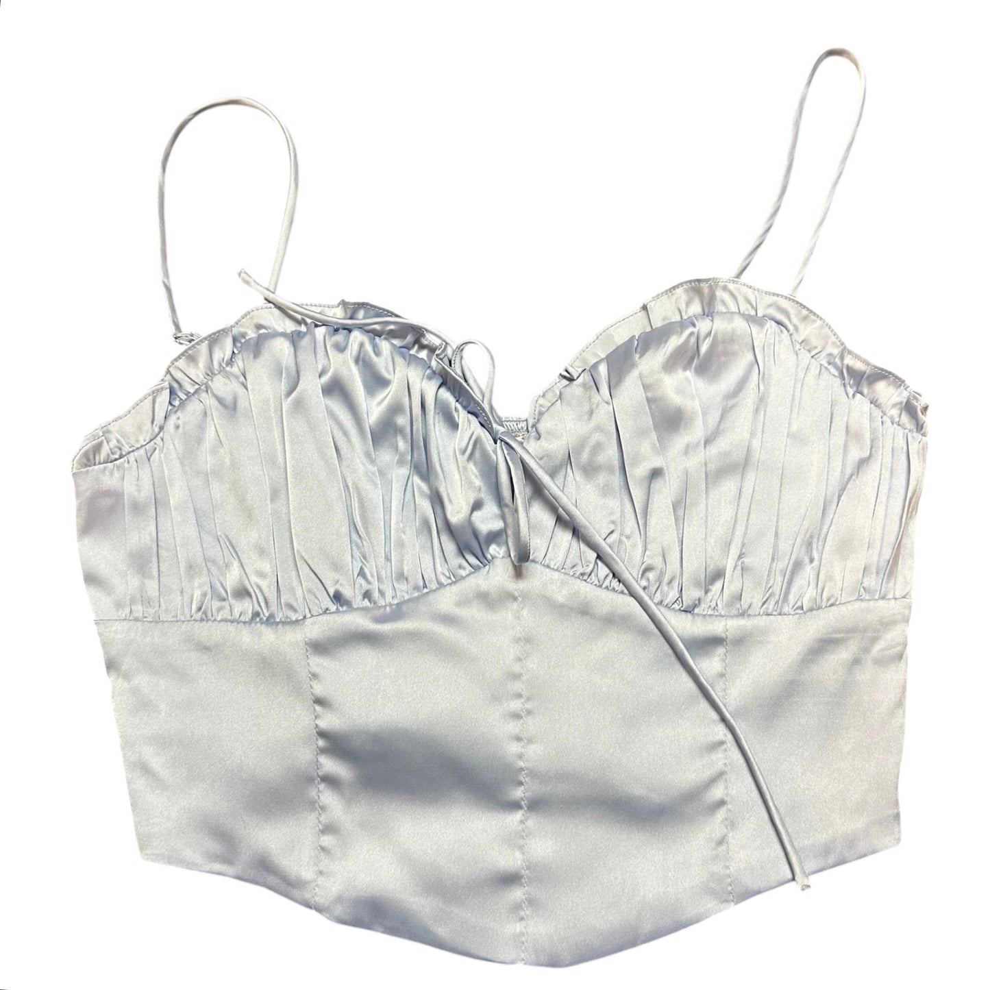 ALTAR'D STATE BLUE SATIN CROP TOP BLOUSE NWT 100 LARGE