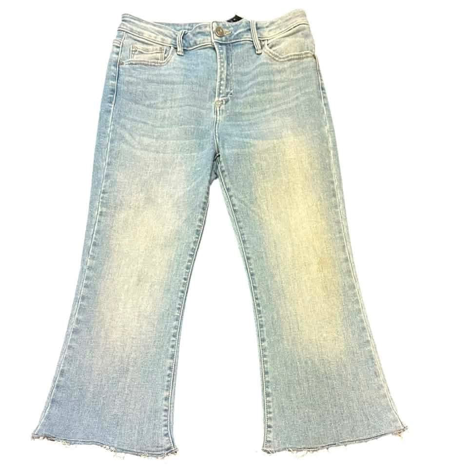HIDDEN BLUE JEANS DENIM ANKLE RAW HEM 122 SZ 8 *SPOT