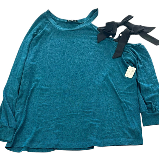 LANE BRYANT BLUE SWEATER W BLACK BOWS 227 SZ 18/20