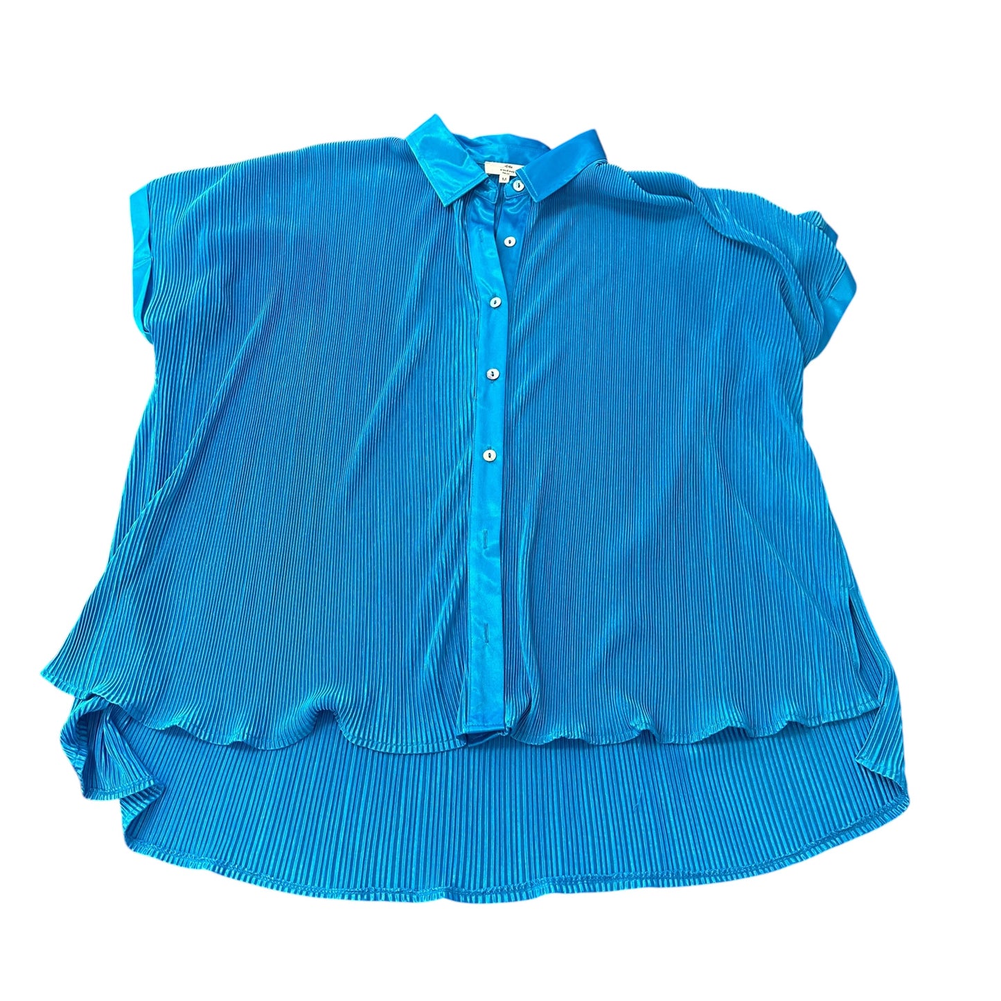ENTRO BLUE PLEATED 2 PC WIDE LEG PANTS SUIT 100 MEDIUM