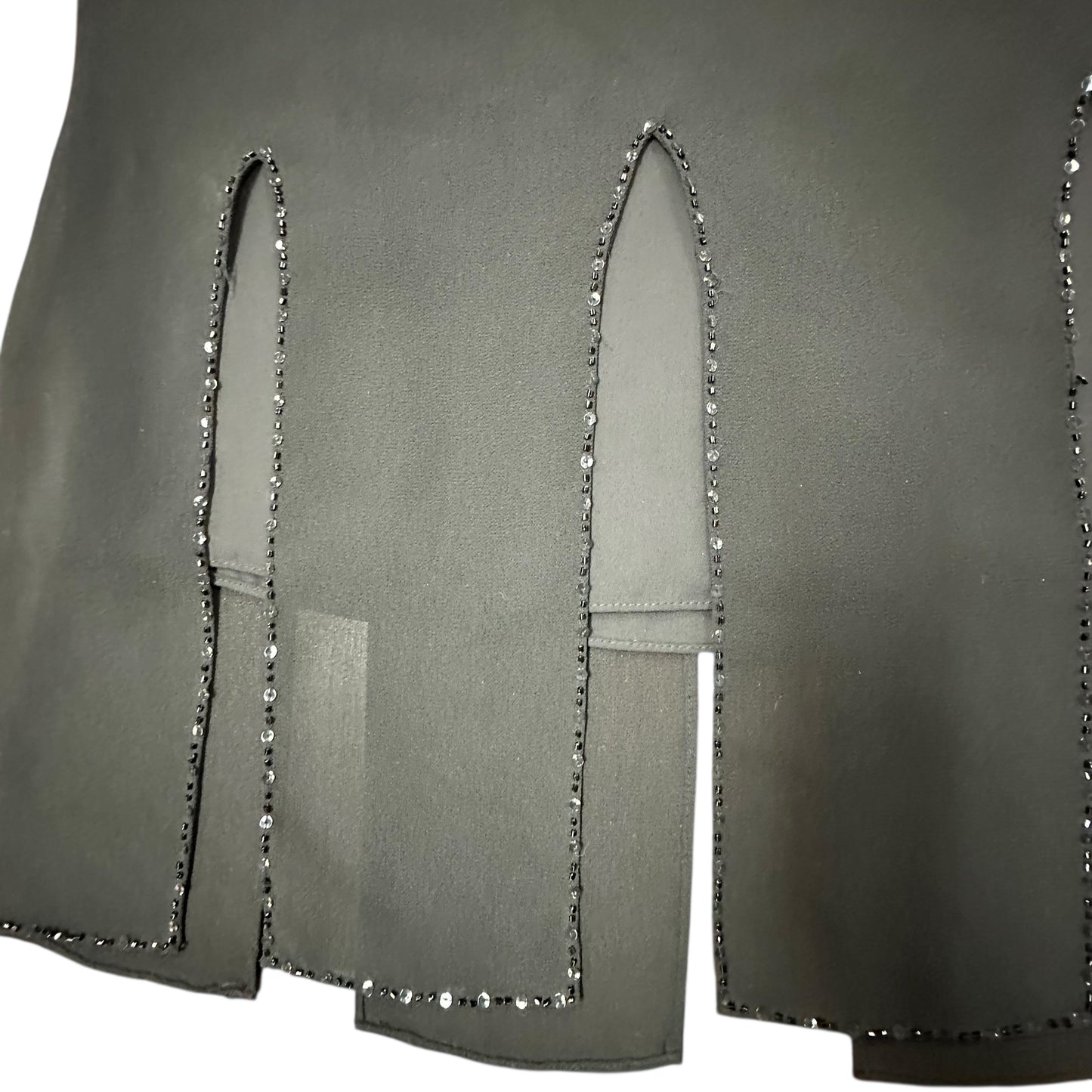 VINTAGE CACHE BLACK SKIRT BEADED SLITS 202 SZ 6