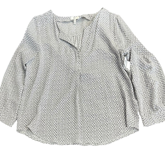 JOIE WHITE GRAY 100% SILK BUTTON UP BLOUSE 249 MEDIUM