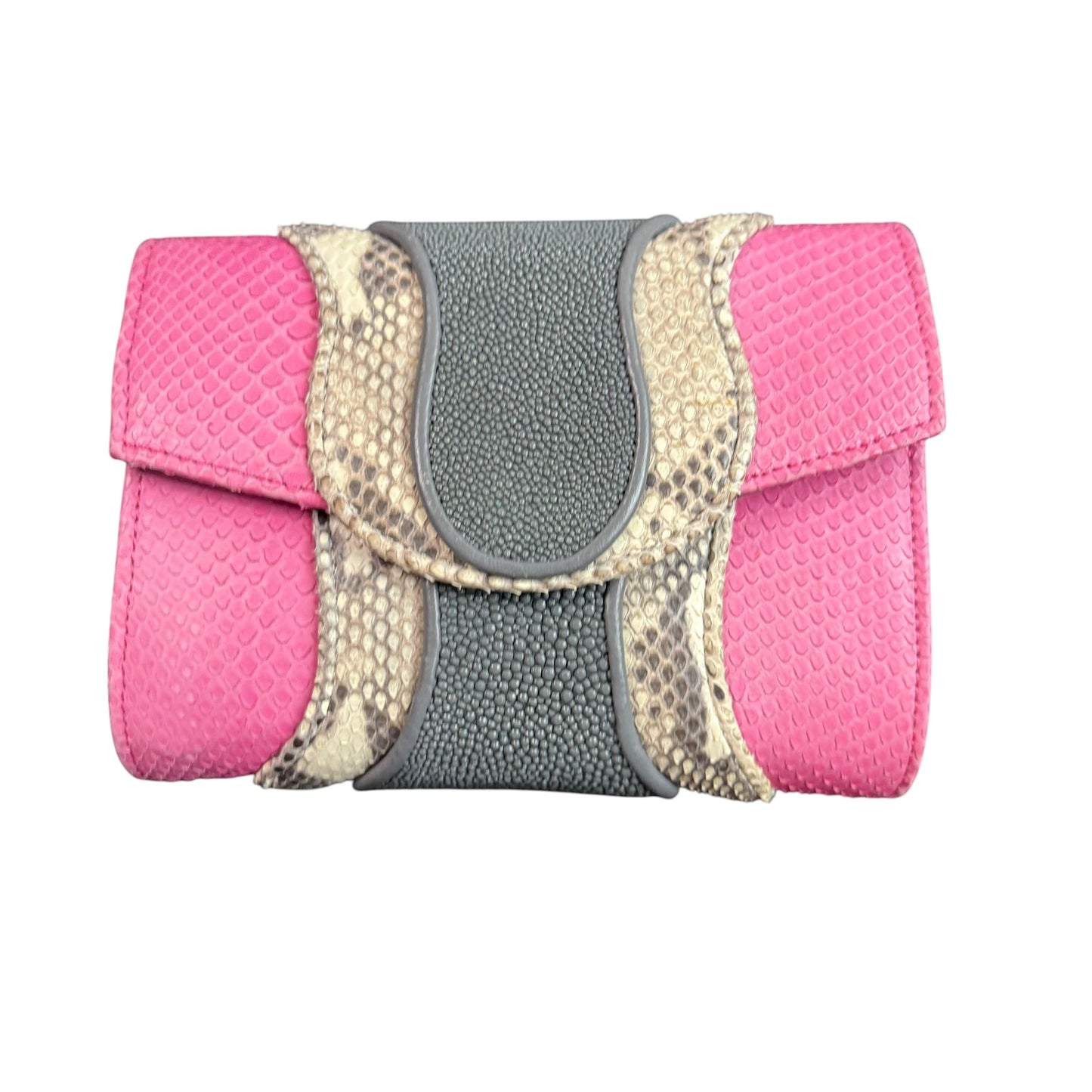KHIRMA PYTHON CLUTCH CROSSBODY PINK BLACK 6