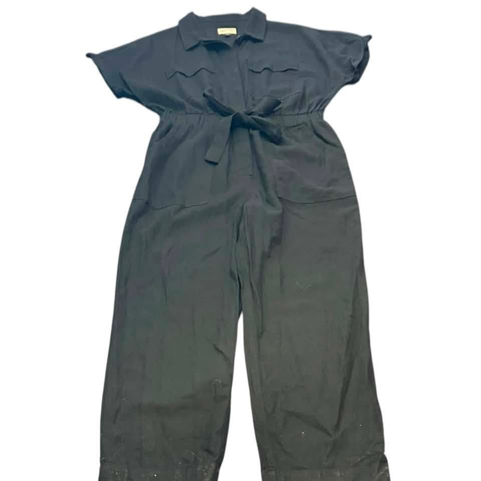 UNIVERSAL THREADS BLACK LINEN BLEND JUMPSUIT 100 SZ 12