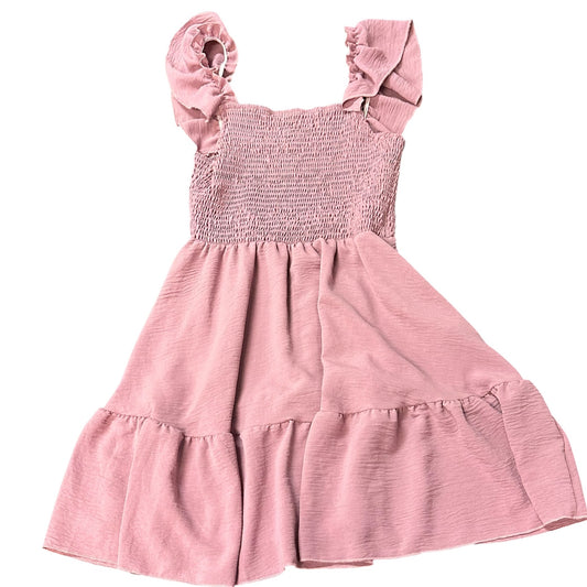 ROSE PINK SMOCKED TIERED DRESS 263 MEDIUM