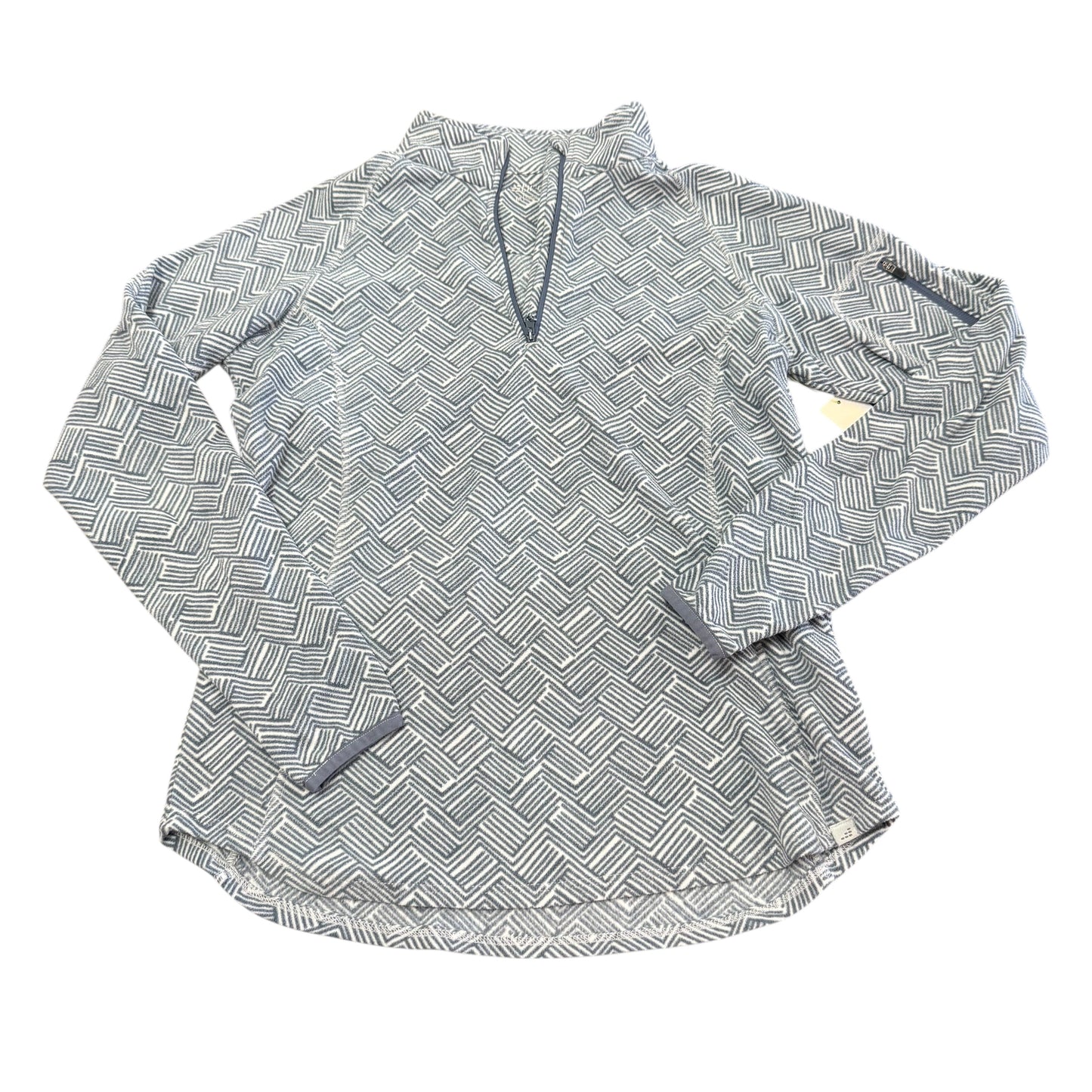 BCG BLUE WHITE PULL OVER FLEECE SWEATSHIRT 100 MEDIUM