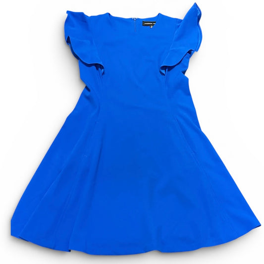ANDREW MARC BLUE FIT FLARE DRESS RUFFLE 100 SZ 10