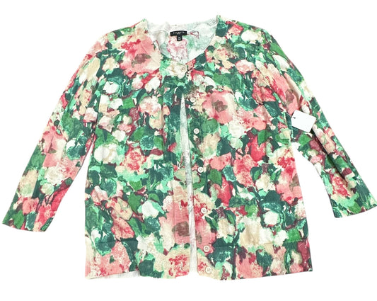 TALBOTS FLORAL CARDIGAN 239 MEDIUM PETITE