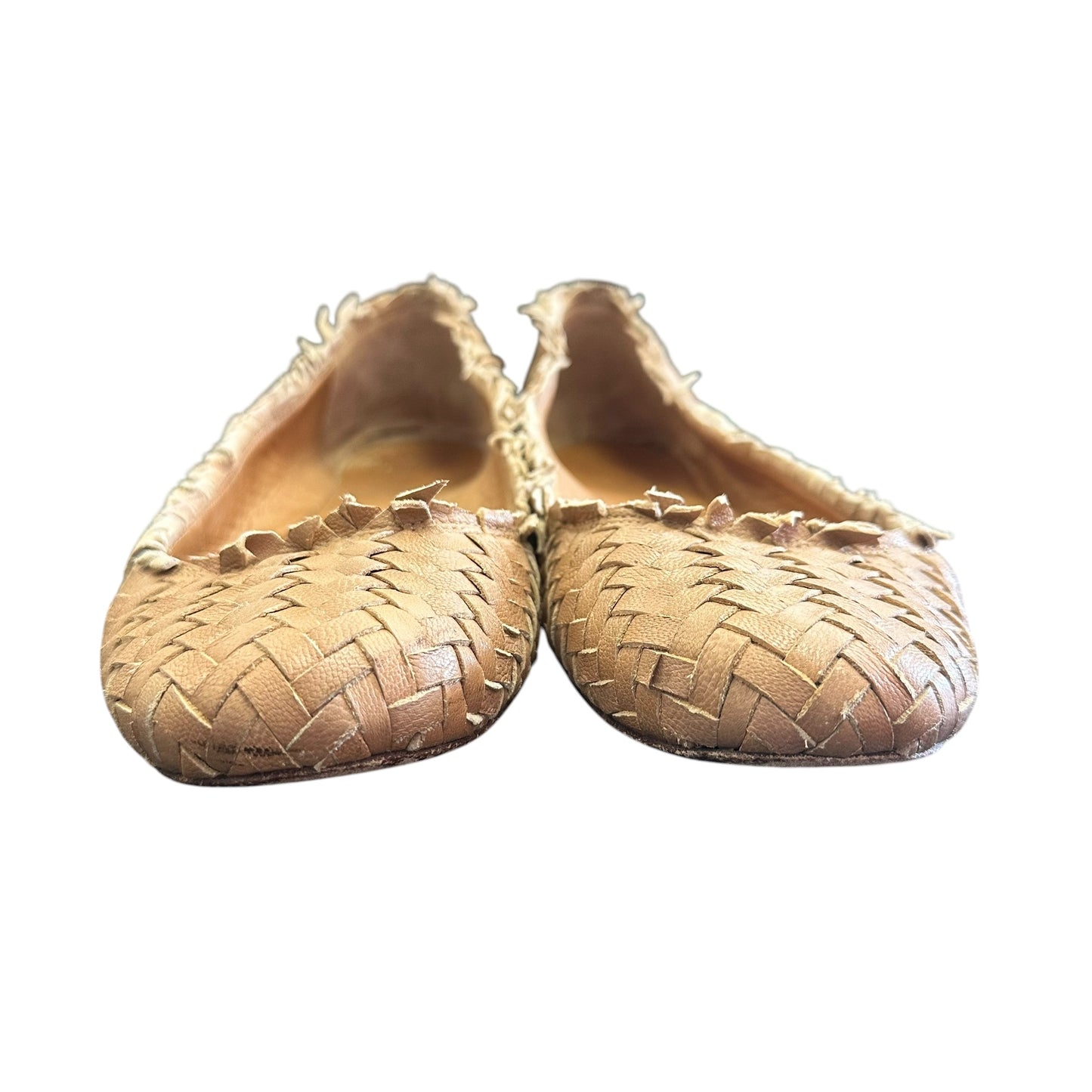 COACH TAN LEATHER BRAIDED FLATS 262 SZ 8.5