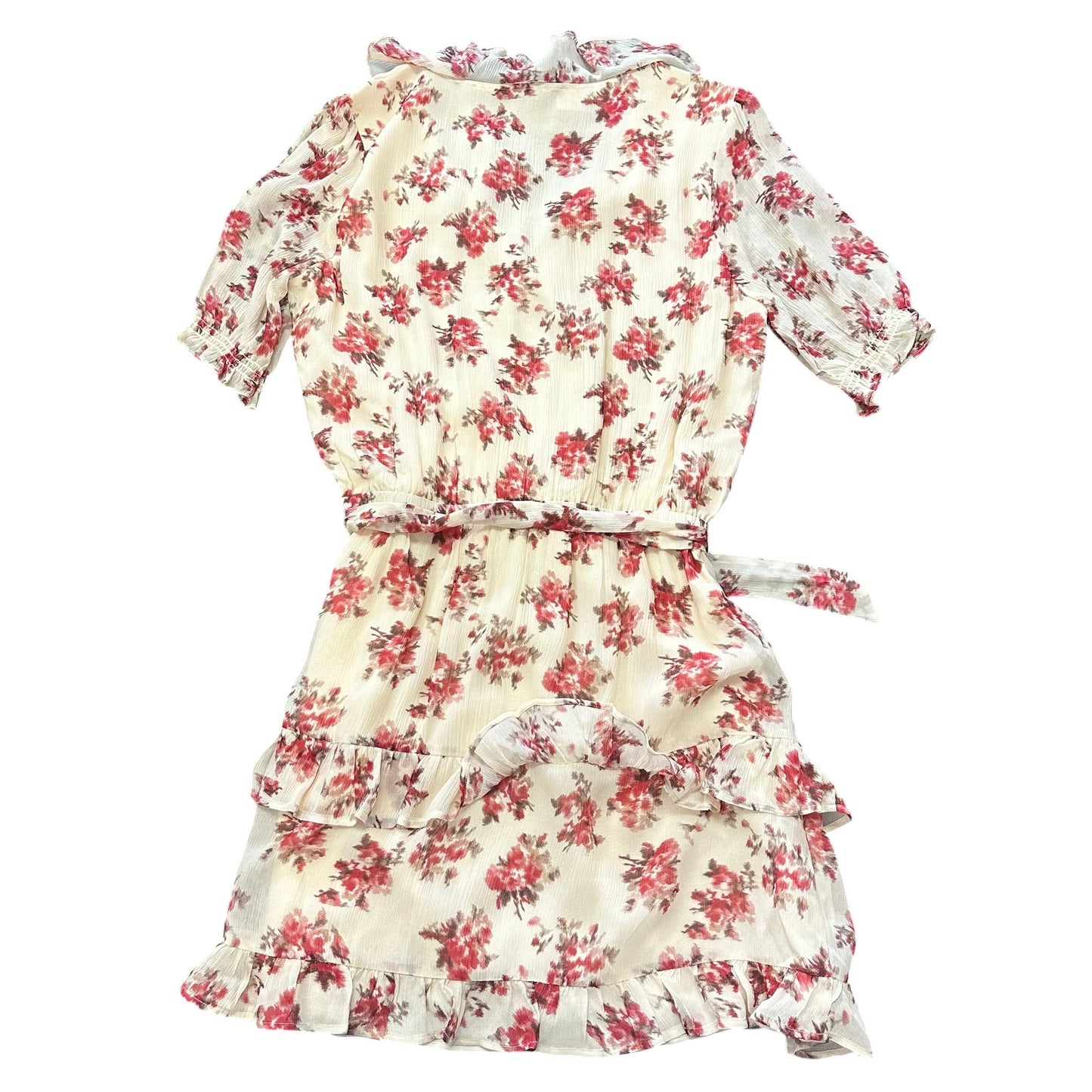 PAIGE FLORAL 100% SILK BEIGE DRESS REVOLVE 6 MEDIUM