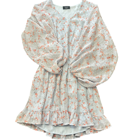 VICI BLUE FLORAL LONG SLEEVE DRESS 27 MEDIUM