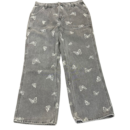 SIMPLE SOCIETY Y2K BLACK DENIM JEANS WIDE LEG BUTTERFLIES 289 SZ 12/13