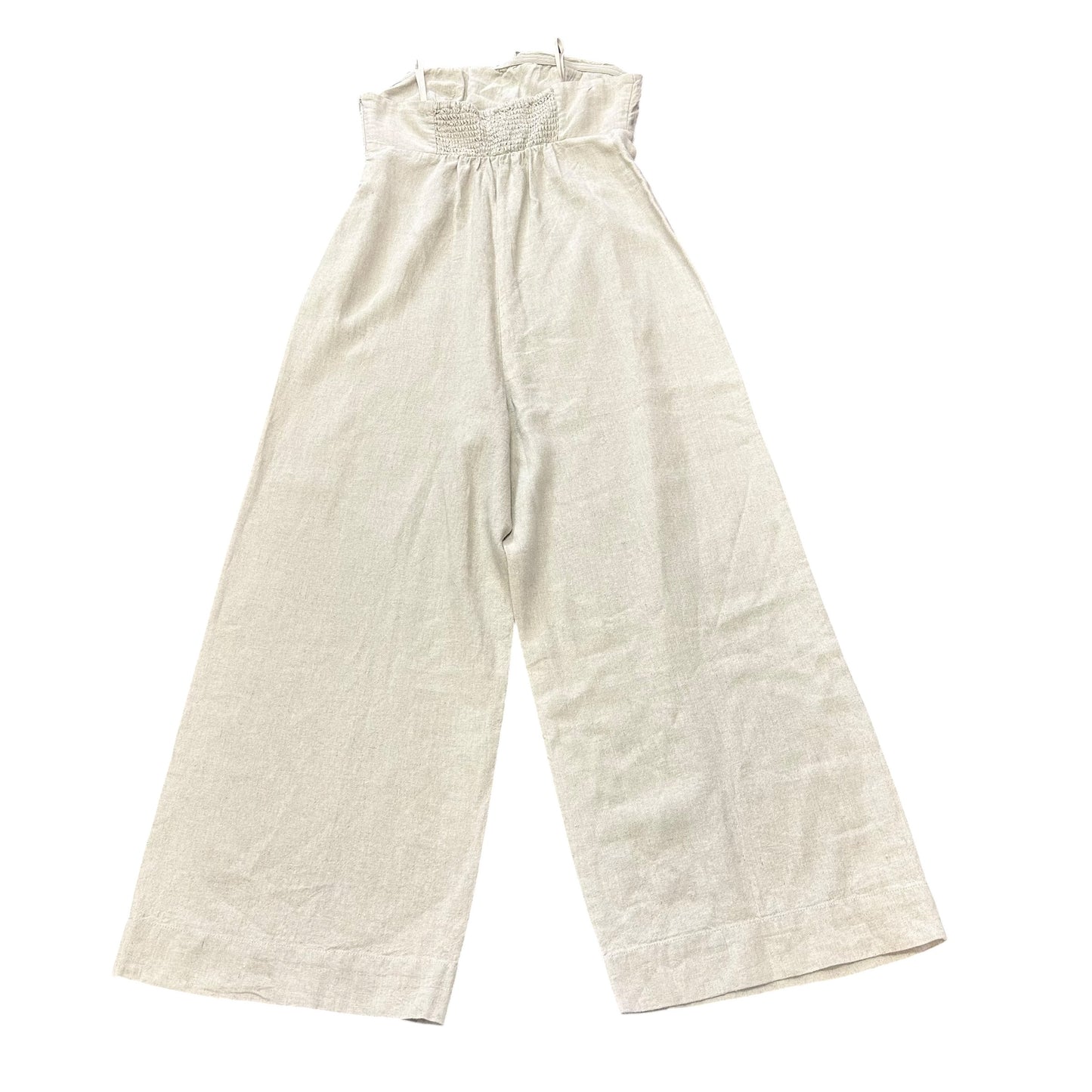 URBAN OUTFITTERS TAN CROPPED LINEN BLEND JUMPSUIT 100 MEDIUM