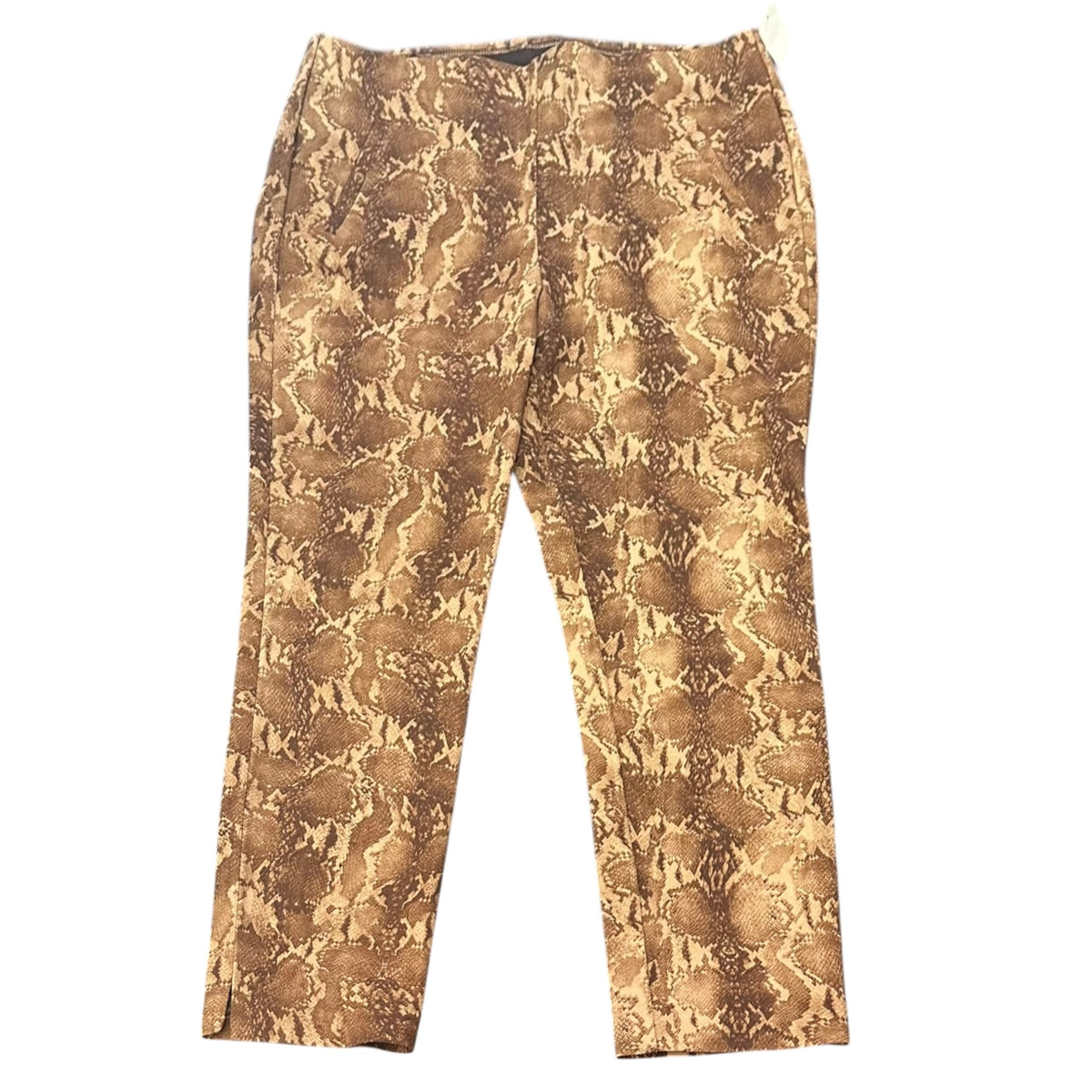 CHICOS BROWN SNAKESKIN PULL ON TROUSERS TUMMY CONTROL 11 SIZE 12