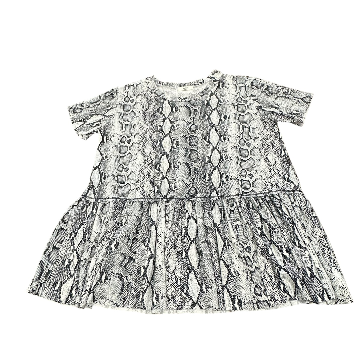 ENTRO BLACK WHITE SNAKESKIN BABYDOLL BLOUSE 100 MEDIUM