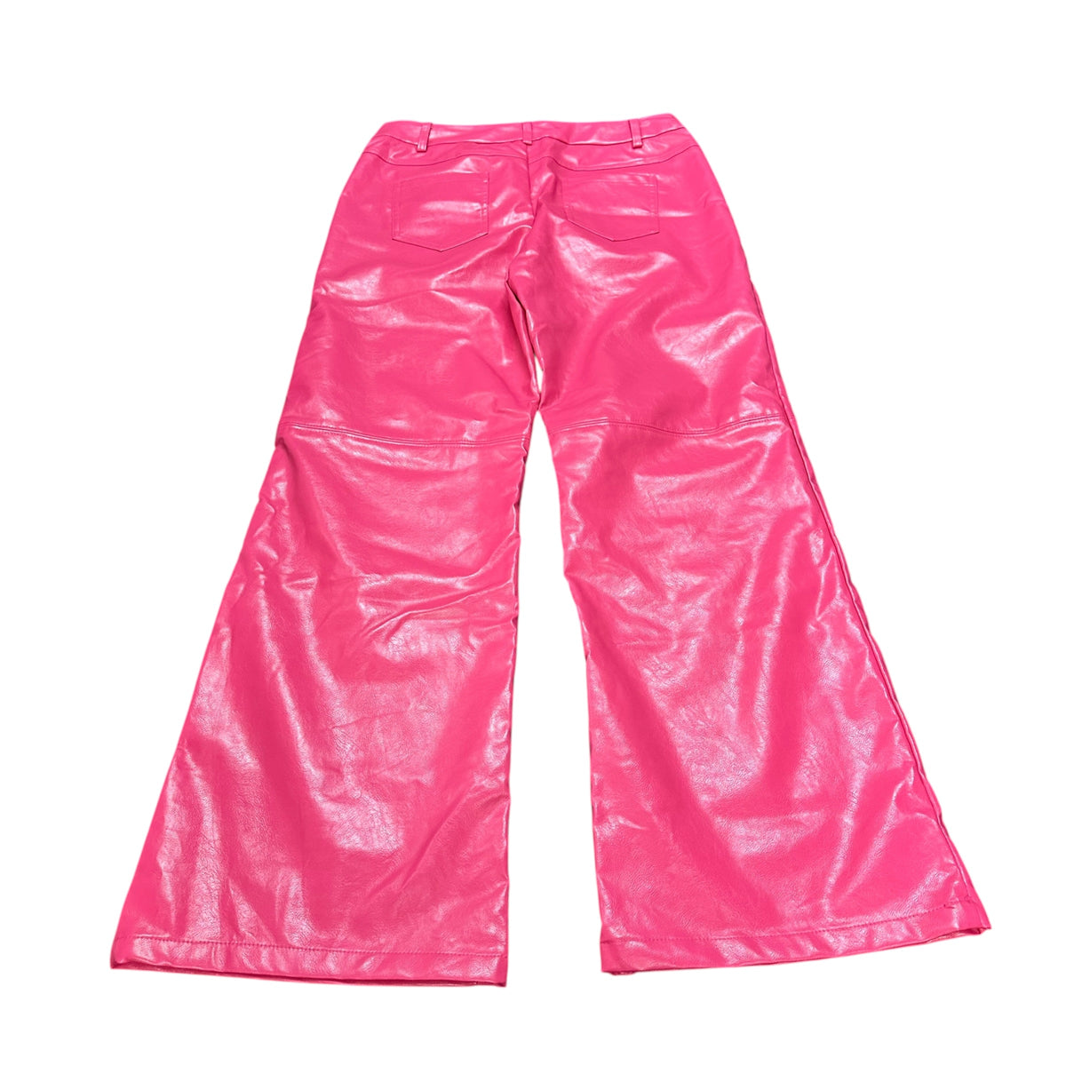 GLAM PINK FAUX LEATHER WIDE LEG PANTS 100 LARGE 10