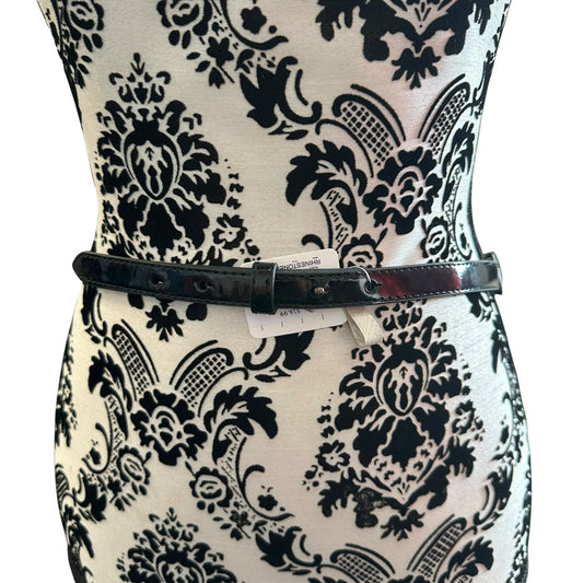 WHBM BLACK PATENT LEATHER SKINNY BELT RHINESTONES 216 MEDIUM