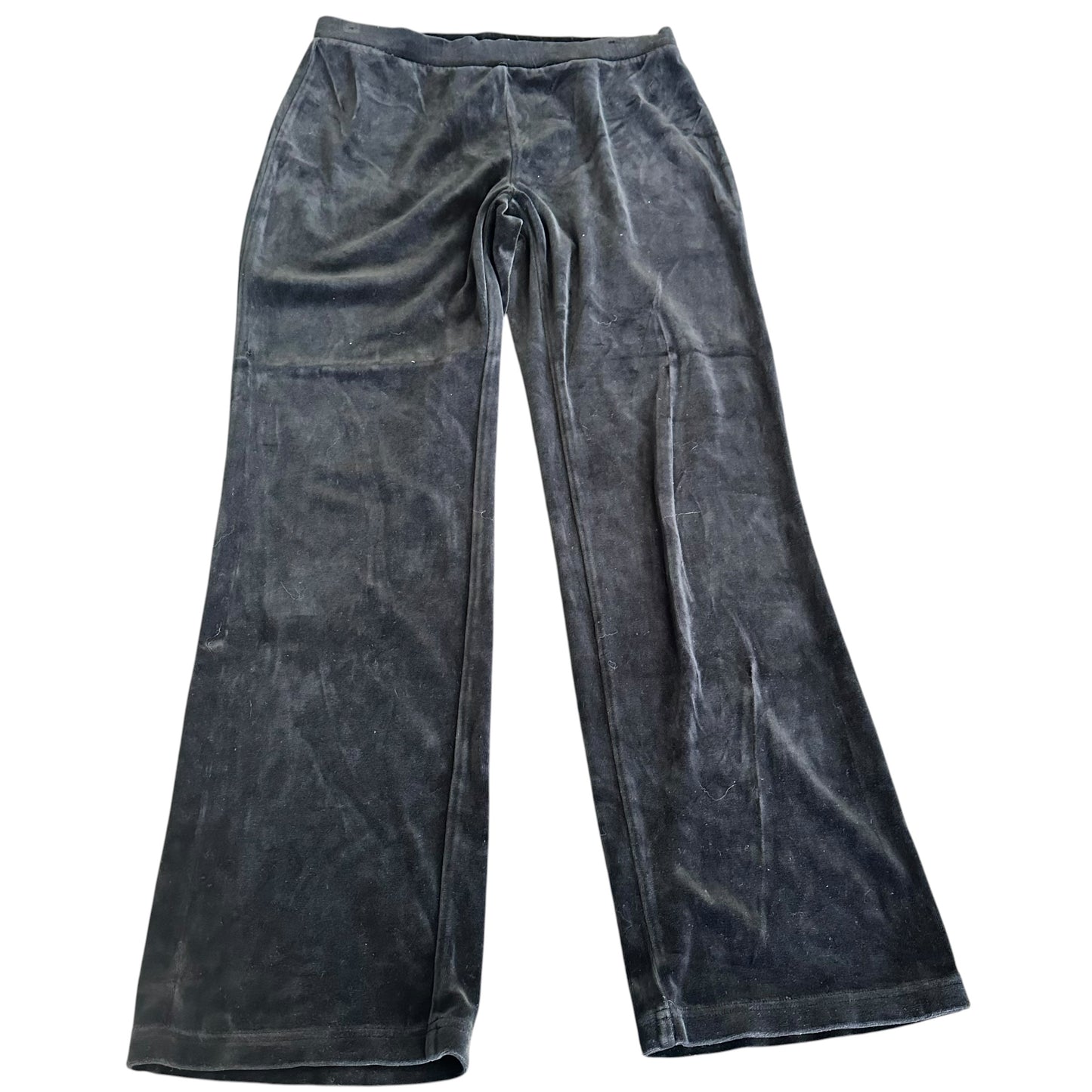 ST JOHN SPORT VELOUR WIDE LEG BLACK PANTS 14 SMALL