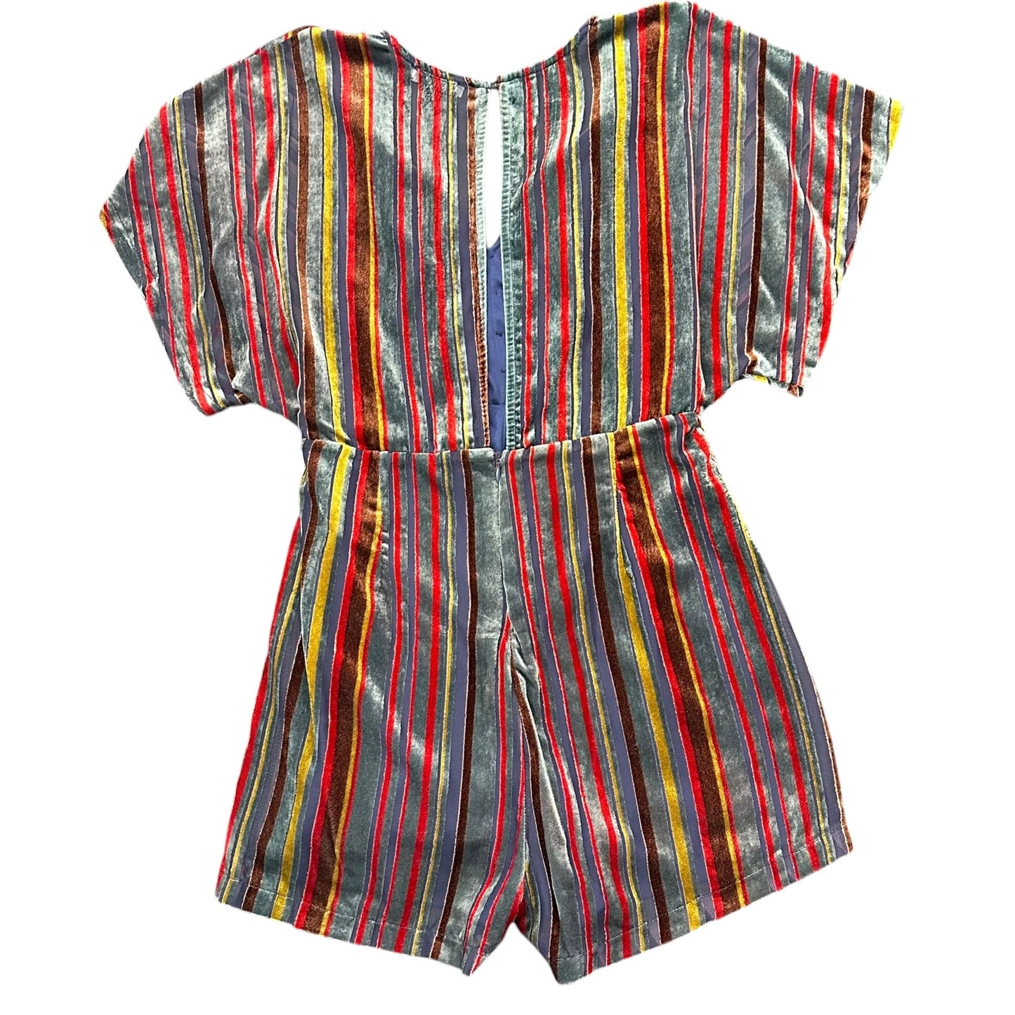 LUSH BLUE STRIPED VELOUR ROMPER 170 SMALL